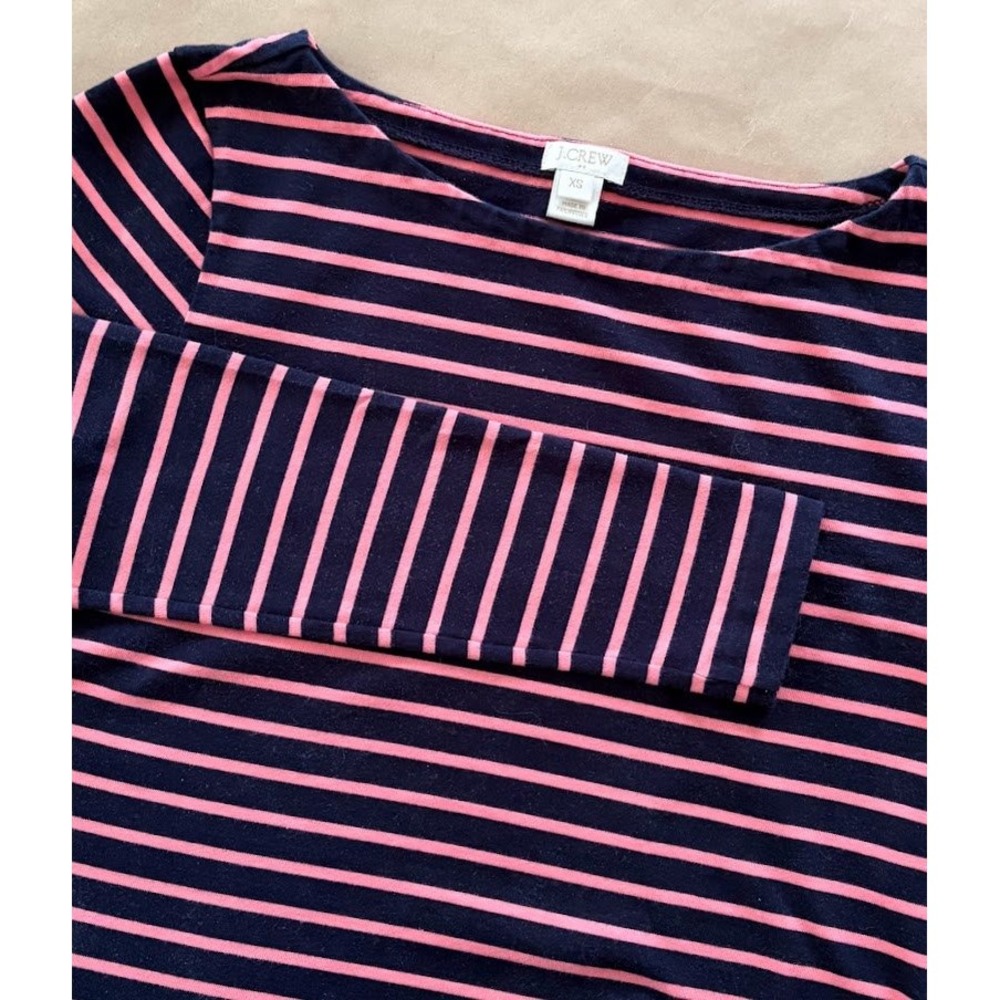 J.Crew Striped Boatneck Long Sleeve Tee Womens XS Nautical Beach Preppy Coastal